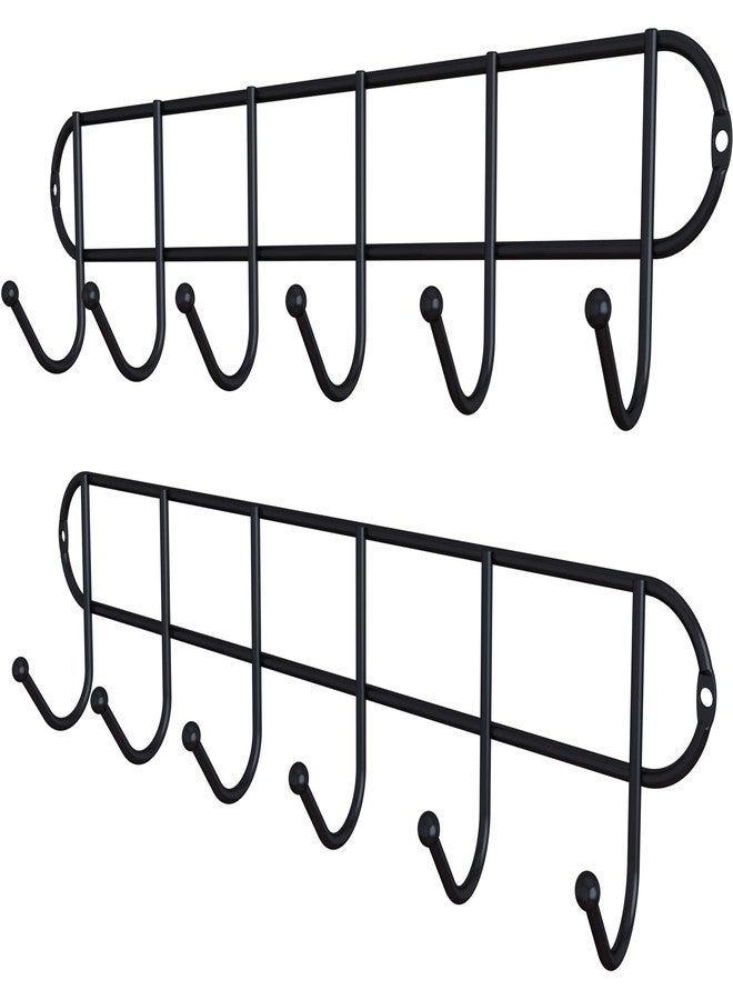 Tibres - Farmhouse Coffee Cup and Mug Rack Door or Wall Mounted - Rustic Kitchen Utensil Rack with Hooks for Spoon Spatula and Towel - Small Cup and Mug Holder - Black - Set of 2 - Image 1